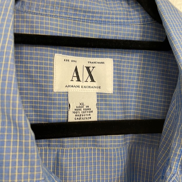 Armani Exchange blue checkered short sleeved button down shirt - Picture 3 of 3
